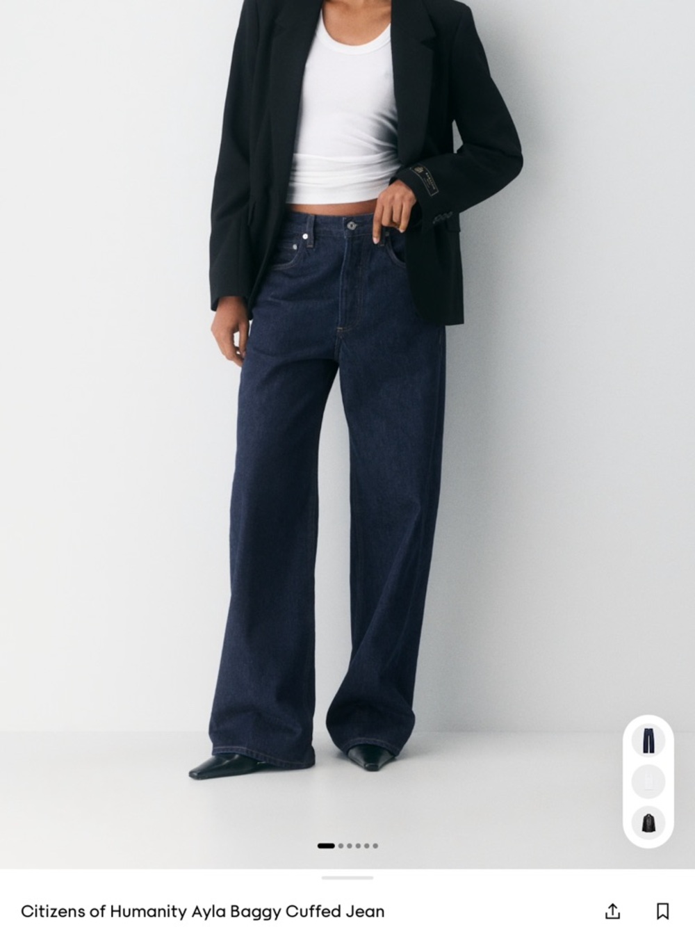 Aritzia Navy Wide-Leg Baggy Jeans